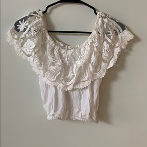 Off the shoulder white crop top